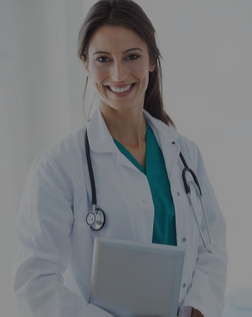 Doctor walking in clinic reading report